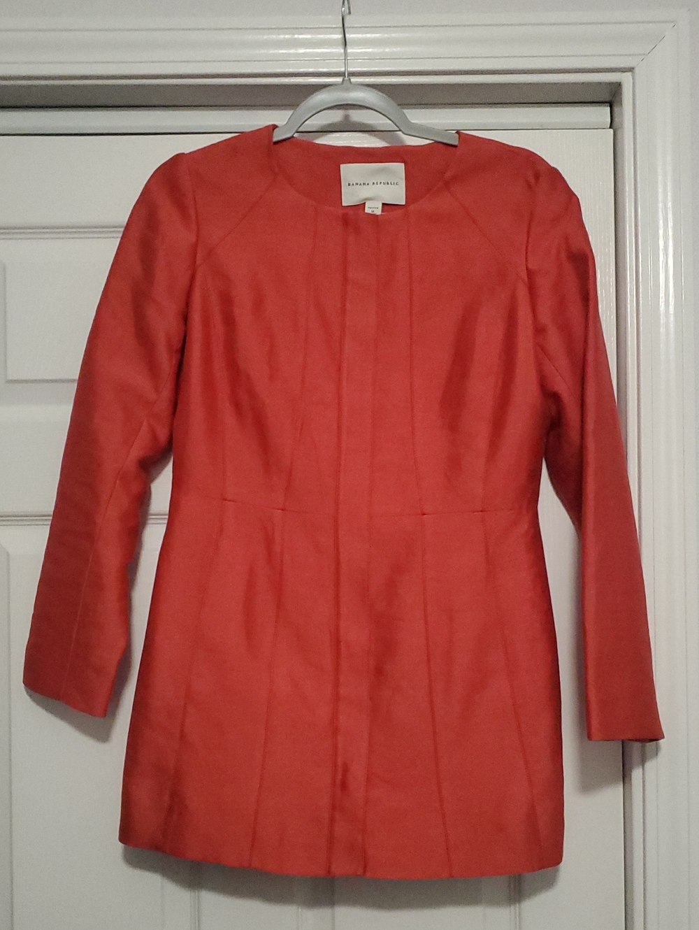 Banana Republic Coral Silk Cotton Zip Jacket Blazer SPR09 63863 Petite Medium